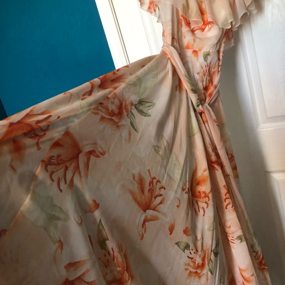 PETAL ROZ Blush Pink Off-the-Shoulder Flower Print Maxi Dress Size: S - Picture 11 of 13